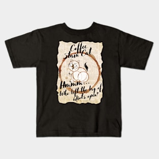 Coffee Stain Cat - Who Left The Bag of Idiots Open? Kids T-Shirt